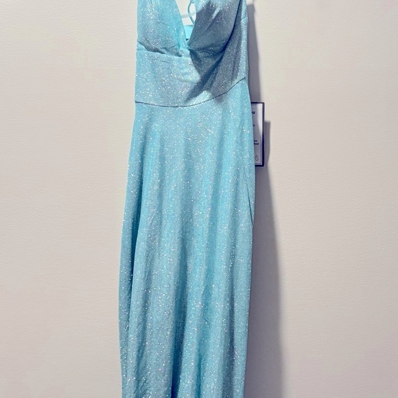 B DARLIN Slitted Zip Crisscross Adjustable Straps V Neck Formal Gown Dress 9\10 - Picture 7 of 8